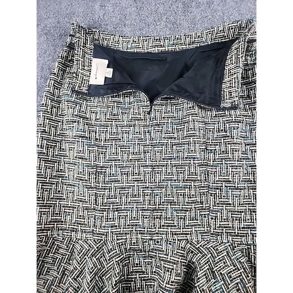 Anthropologie Elevenses Skirt 8 Tweed Wool‎ Blend Flounce Trumpet Office Siren - Picture 6 of 10